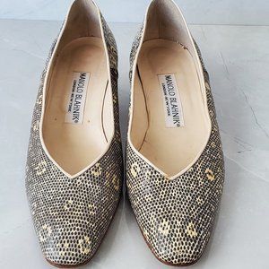 Vintage Manolo Blahnik Snake Skin Kitten Heels Size 8